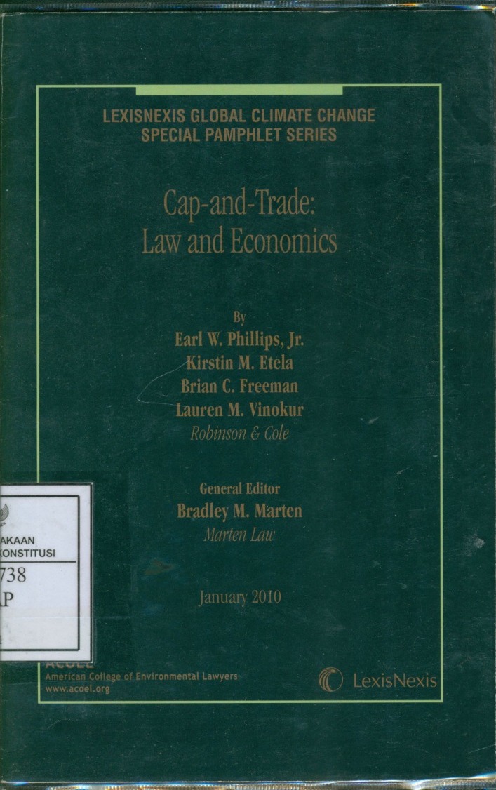 Cover Cap-and-trade :  Law and Economics / Earl W. Phillips, Jr. [et al.]