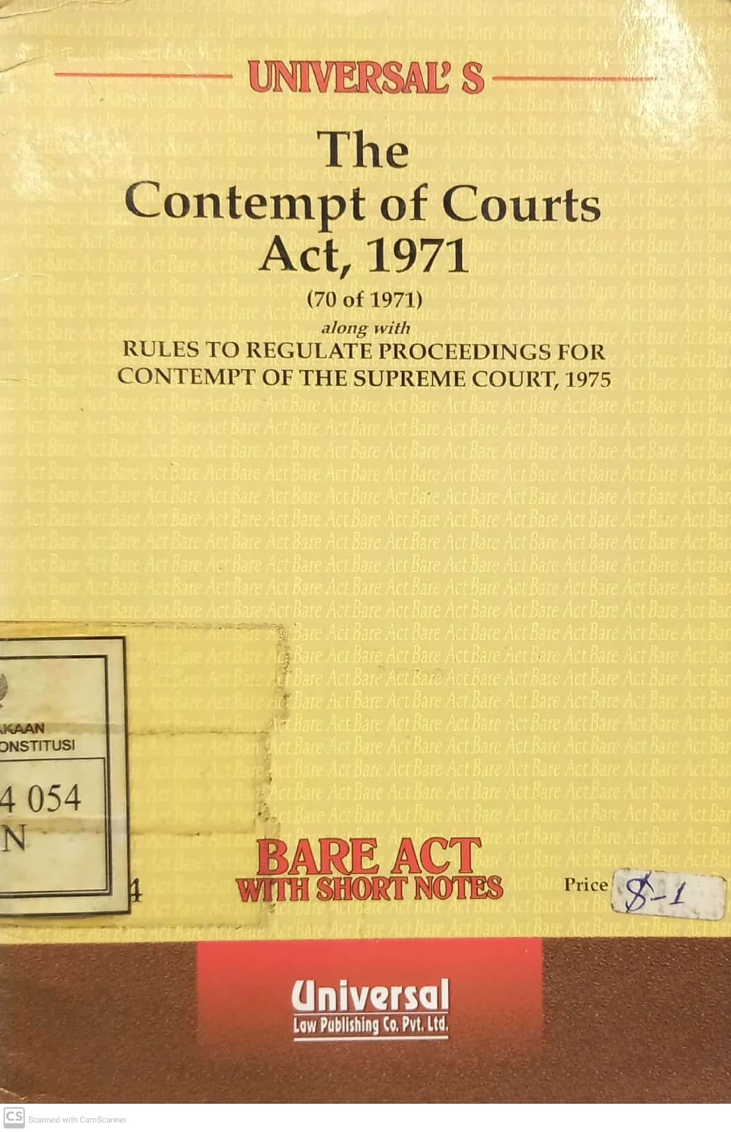 Cover Contempt of Courts Act, 1971