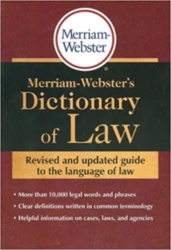Cover Merriam-webster's Dictionary of Law :  Revised and Update Guide to the Language of Law / Merriam-Webster