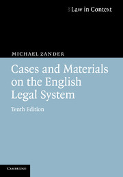 Cover Cases and Materials on the English Legal System / Michael Zander