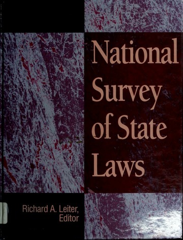Cover National Survey Of State Laws / Edited by Leither Richard A.