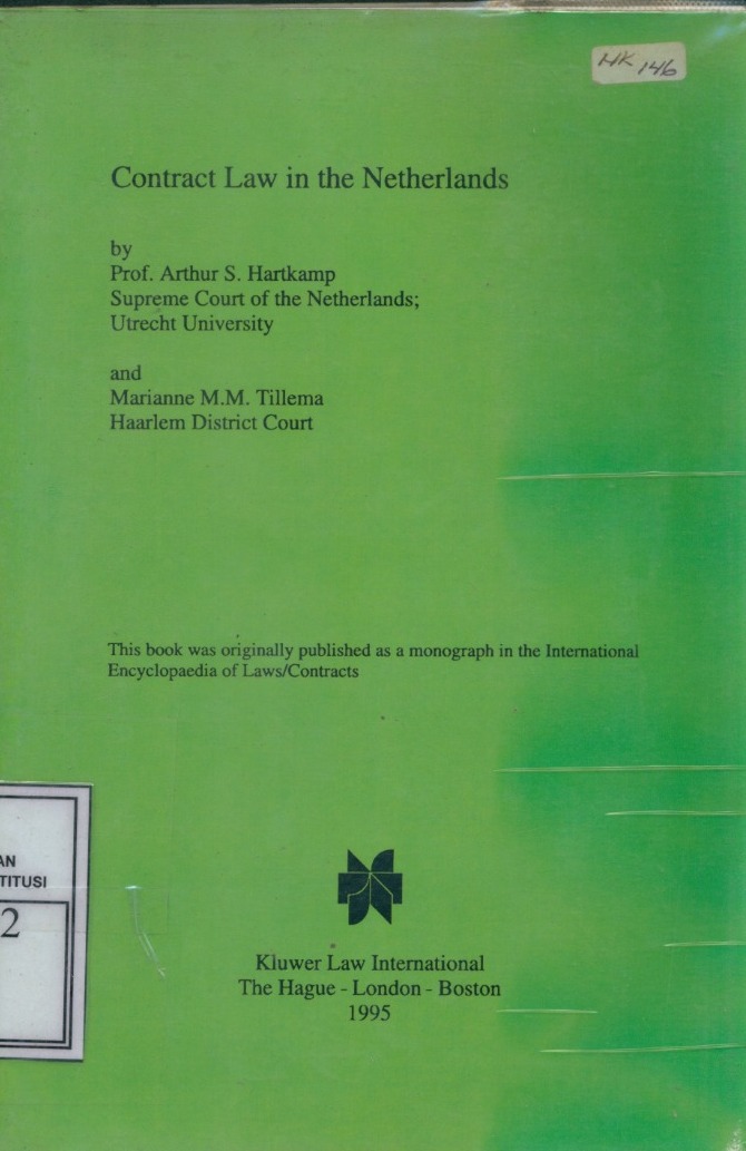 Cover Contract law in the Netherlands / Arthur S. Hartkamp