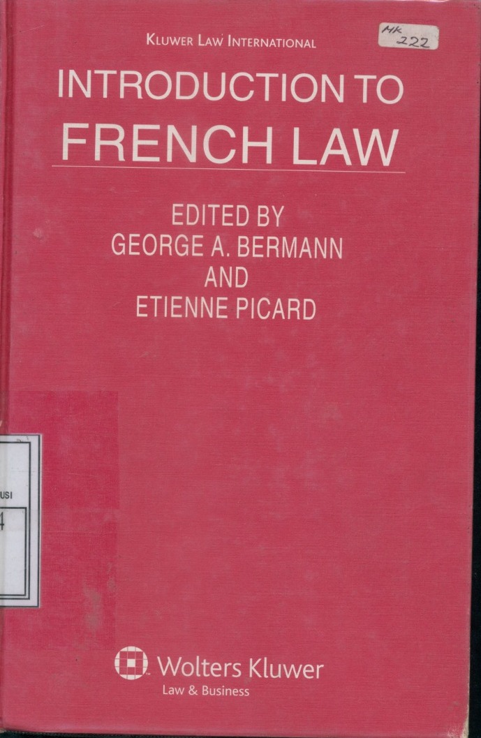 Cover Introduction to French Law / (Edited By) George A. Bermann and Etienne Picard