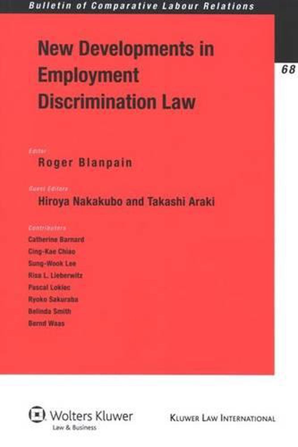 Cover New Developments in Employment Discrimination Law / Blanpain, Roger [Editor]