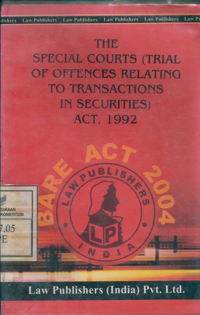 Cover Special Courts (Trial of Offences Relating to Transactions in Securities) ACT, 1992 / Law Publishers Limited