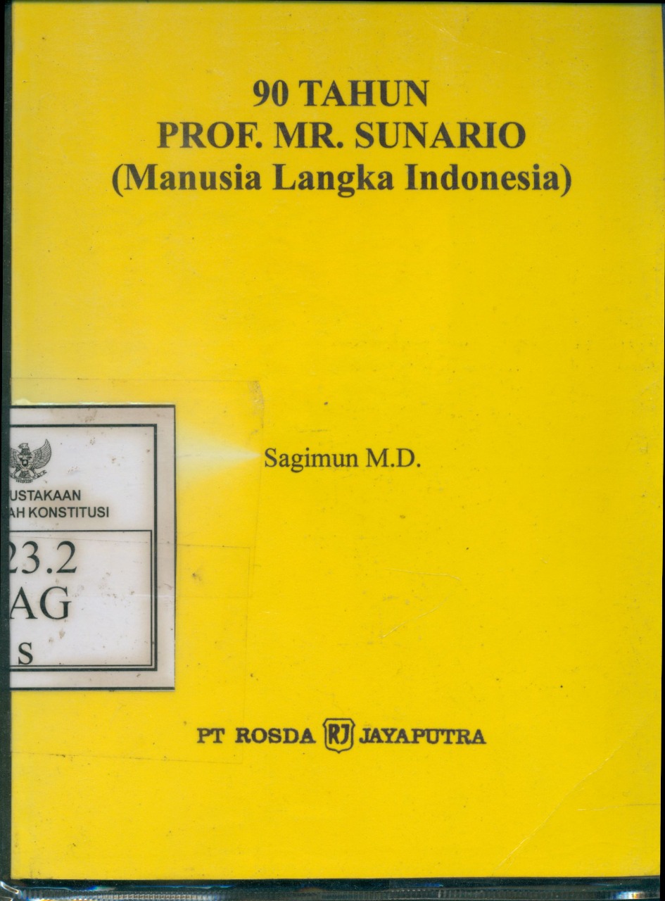 Cover 90 Tahun Prof. Sunario (Manusia langka Indonesia) / Sagimun