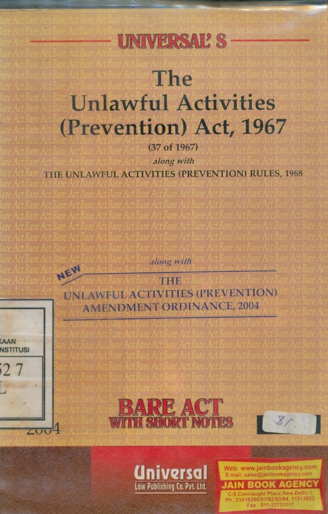 Cover Unlawful Activities (Prevention) Act, 1967 / Universal Law Publishing
