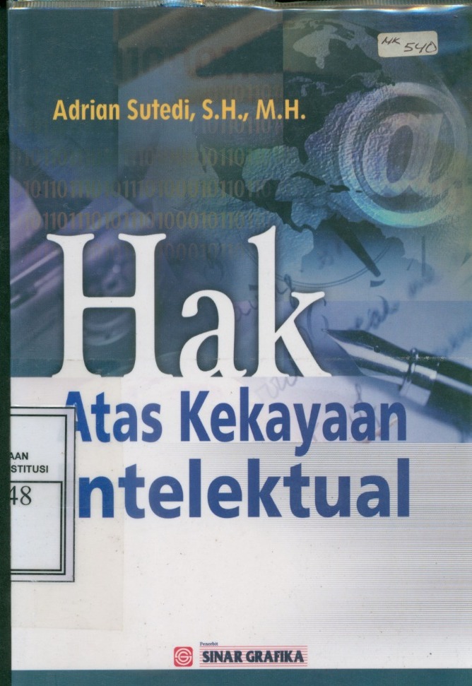 Cover Hak Atas Kekayaan Intelektual / Adrian Sutedi