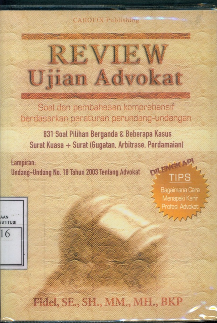 Cover Review Ujian Advokat :  Pembahasan Soal-Jawab Ujian Advokat / Fidel