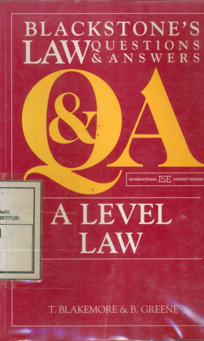 Cover Blackstone's Law Questions & Answers :  A Level Law / Timothy Blakemore and Breendan Greene