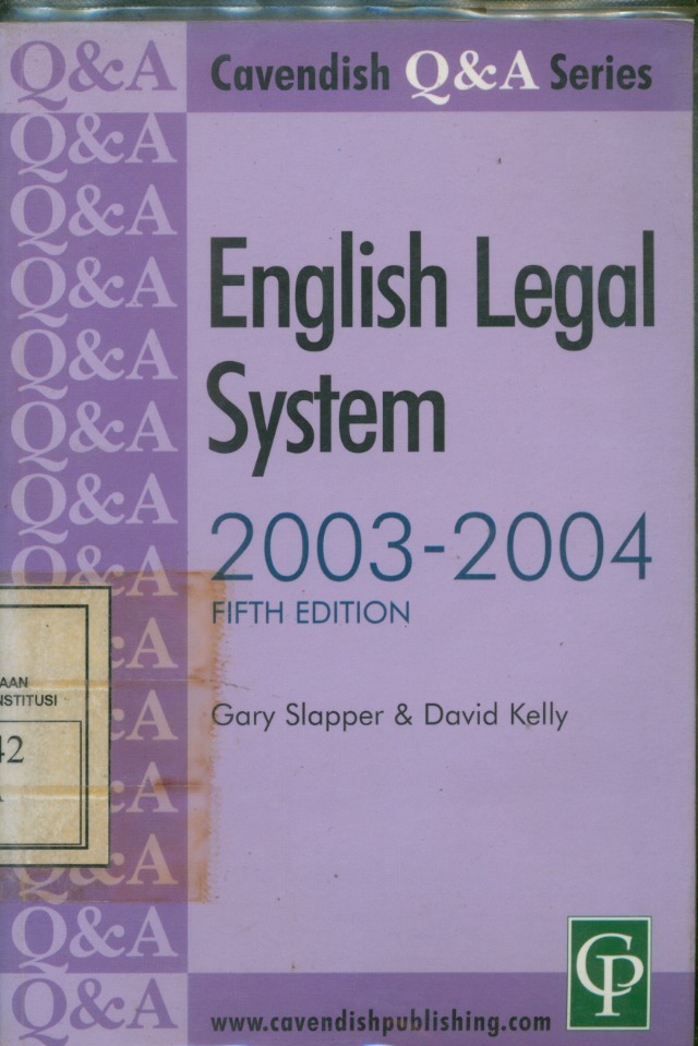 Cover English Legal System / Gary Slapper