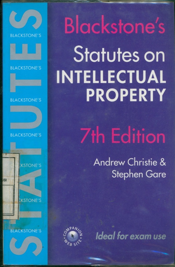 Cover Blackstone's Statutes On Intellectual Property / Edited by Andrew Cristie and Stephen Gare