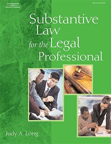 Cover Substantive Law for the Legal Professional / Judy A. Long