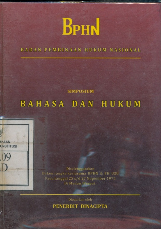 Cover Simposium bahasa dan hukum / Ibnu Susnto